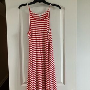 Old Navy Red and White Striped Midi Dress